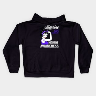 Migraine Awareness Headache Pain T-Shirt Migraine Is Not Just A Headache Purple Ribbon Warrior Gift Kids Hoodie